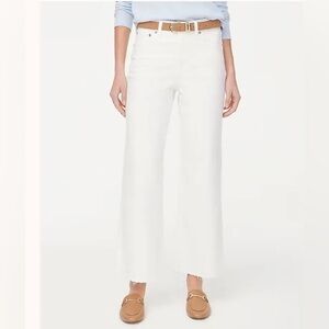 J. Crew Factory Wide Leg Crop Raw Hem White Jeans All day Stretch | size 24